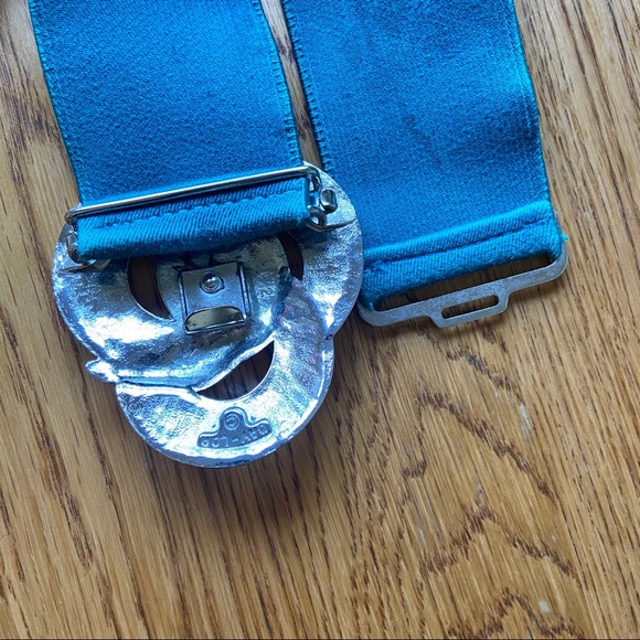 Teal elastic belt with GLITTER belt buckle - Picture 2 of 3